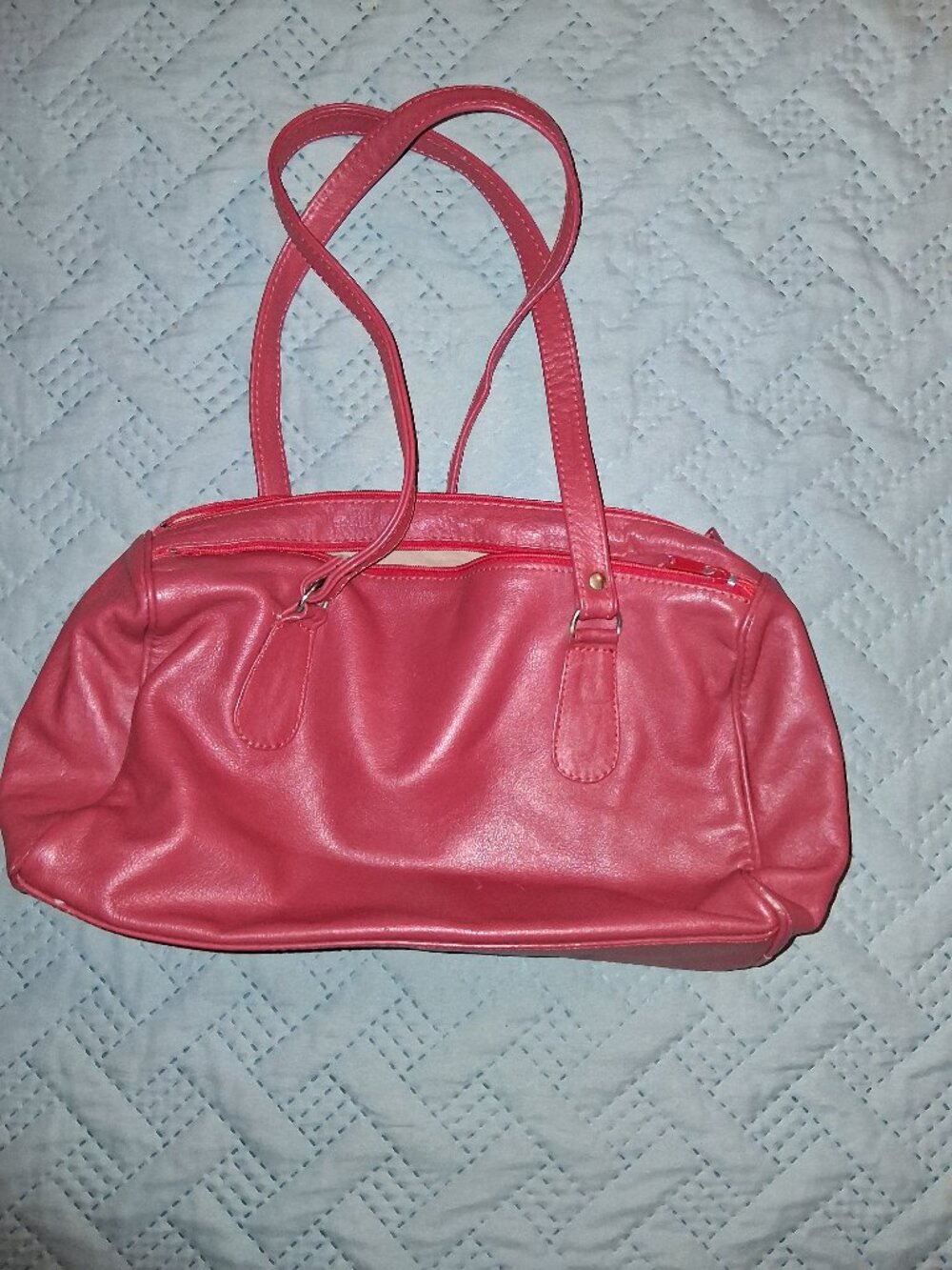 Red Leather Satchel Purse
